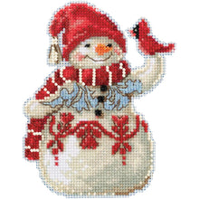 Load image into Gallery viewer, DIY Mill Hill Snowman Cardinal Jim Shore Winter Bead Cross Stitch Picture Kit