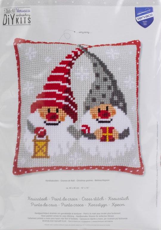 DIY Vervaco Christmas Gnomes Elves Chunky Needlepoint Cushion Pillow Top Kit 16
