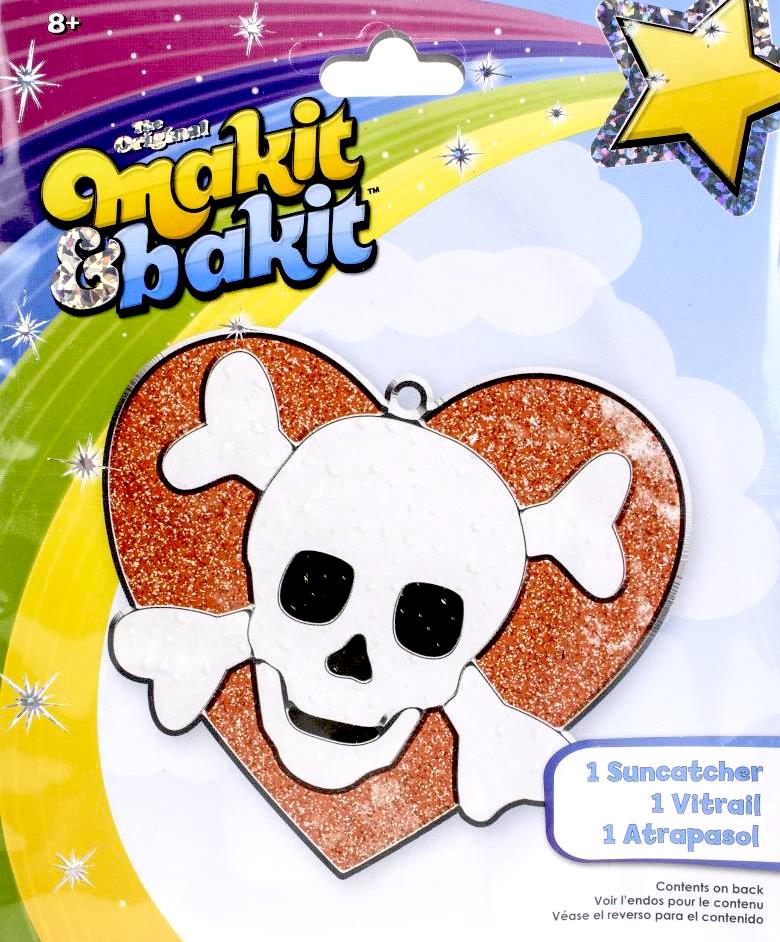 DIY Makit & Bakit Skull Heart Bones Stained Glass Suncatcher Kit Kid Craft