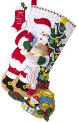 DIY Bucilla Christmas Hugs Santa Child Toys Holiday Felt Stocking Kit