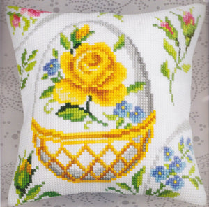 DIY Collection D'Art Easter Flowers Rose Needlepoint 16" Pillow Top Kit