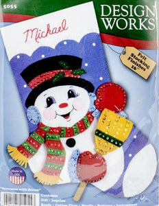 DIY Design Works Snowman with Broom Holiday Christmas Felt Stocking Kit 5055