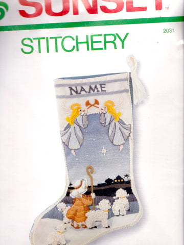 DMG DIY VTG Little Shepherd Angels Bethlehem Crewel Stocking Kit 2031