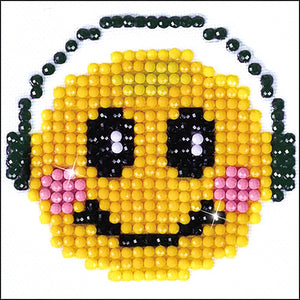 DIY Diamond Dotz Smiling Groove Emoji Kids Beginner Facet Craft Kit w Frame 3"