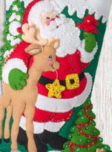 Load image into Gallery viewer, DIY Bucilla Forest Greetings Santa Christmas Delivery Felt Stocking Kit 89242E