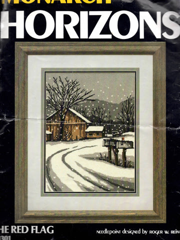 DIY Repackaged Horizons The Red Flag Snow Scene Needlepoint Wall Hanging Kit