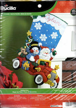 Load image into Gallery viewer, DIY Bucilla Holiday Drive Christmas Santa Snowman Car Felt Stocking Kit 86451