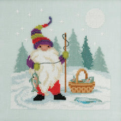 DIY Damaged Package Mill Hill Fishing Gnome Winter Bead Cross Stitch Picture Kit