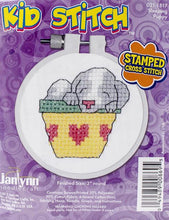 Load image into Gallery viewer, DIY Janlynn Sleeping Puppy Pot Kid Stitch Beginner Mini Stamped Cross Stitch Kit