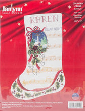 Load image into Gallery viewer, DIY Janlynn Silent Night Christmas Counted Cross Stitch Stocking Kit 211913