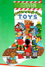 Load image into Gallery viewer, DIY Dimensions Toy Shop Store Window Christmas Eve Needlepoint Stocking Kit 9059