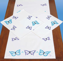 Load image into Gallery viewer, DIY Jack Dempsey Brilliant Butterflies Stamped Embroidery Scarf &amp; Doily Set