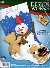 DIY Design Works Snowman with Teddies Bear Snow Christmas Felt Stocking Kit 5254