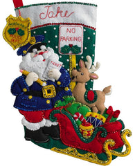 DIY Bucilla Officer Santa Policeman Police Christmas Felt Stocking Kit 89444E