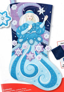 DIY Bucilla Snow Princess Blue Purple Frozen Christmas Felt Stocking Kit 86937E