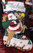 Load image into Gallery viewer, DIY Bucilla Santas Coming to Town Rudolph Felt Christmas Stocking Kit 84941 R