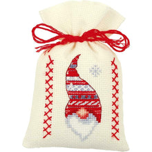 Load image into Gallery viewer, DIY Vervaco Christmas Gnomes Santa Potpourri Gift Bag Counted Cross Stitch Kit