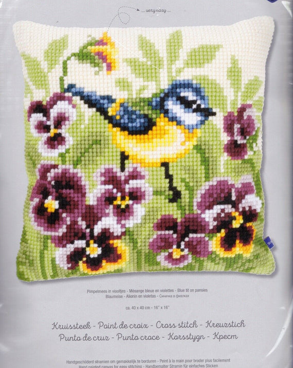 DIY Vervaco Blue Bird Spring Flower Cross Stitch Needlepoint 16