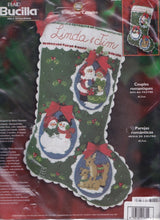 Load image into Gallery viewer, DIY Bucilla Romantic Couples Santa Snowman Christmas Felt Stocking Kit 85012