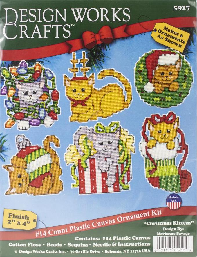 DIY Design Works Christmas Kittens Cats Plastic Canvas Ornament Kit 5917