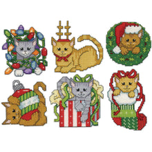 Load image into Gallery viewer, DIY Design Works Christmas Kittens Cats Plastic Canvas Ornament Kit 5917