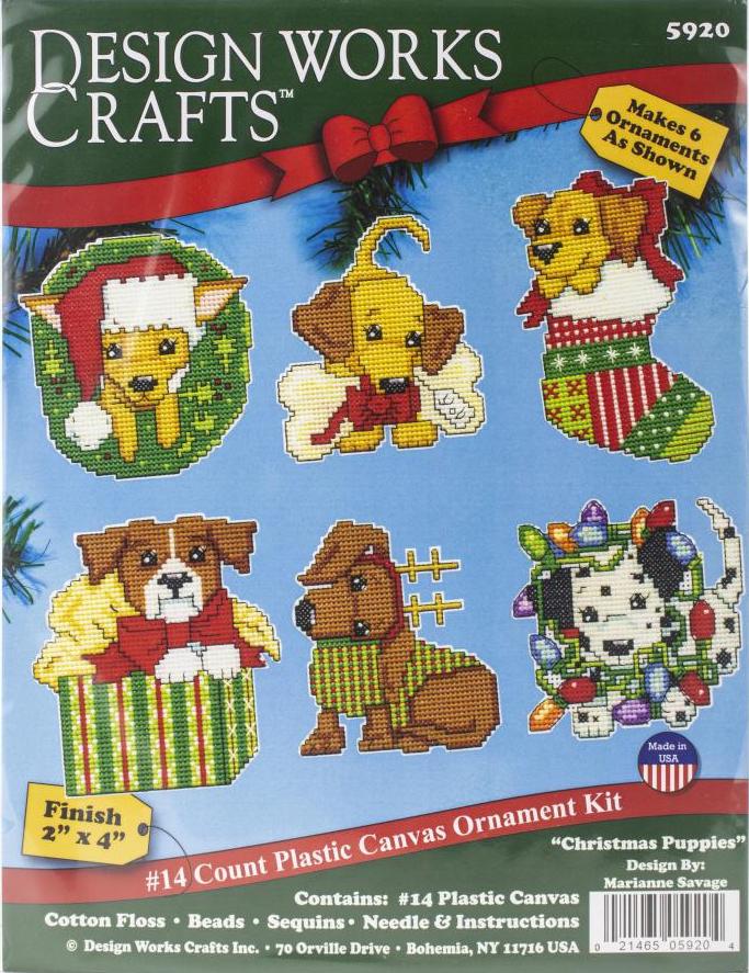 DIY Design Works Christmas Puppies Dogs Plastic Canvas Ornament Kit 5920