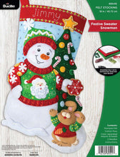 Load image into Gallery viewer, DIY Bucilla Festive Sweater Snowman Christmas Felt Stocking Kit 89541E