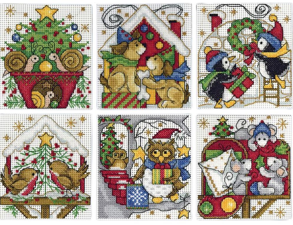 DIY Design Works Home For Christmas Animals Plastic Canvas Ornament Kit 1697