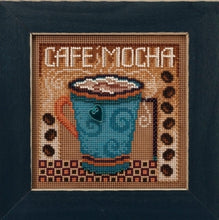 Load image into Gallery viewer, DIY Mill Hill Cafe Mocha Coffee Mug Cup Button Bead Cross Stitch Picture Kit
