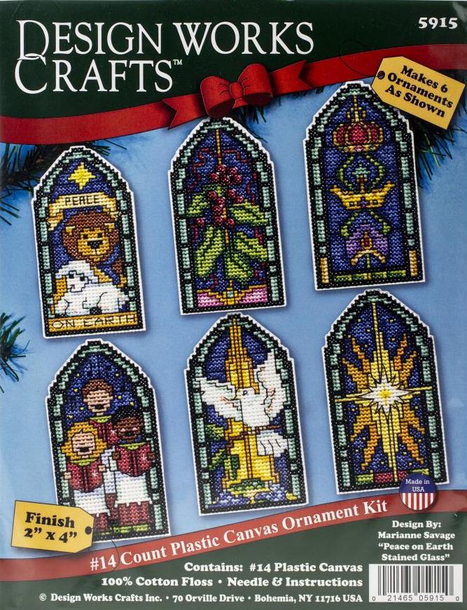 DIY Peace on Earth Stained Glass Christmas Plastic Canvas Ornament Kit