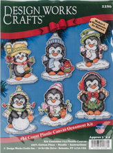 Load image into Gallery viewer, DIY Design Works Penguins on Ice Christmas Plastic Canvas Ornament Kit 2286