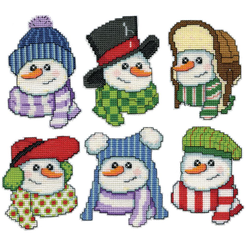 DIY Design Works Snowmen in Hats Christmas Plastic Canvas Ornament Kit 5919