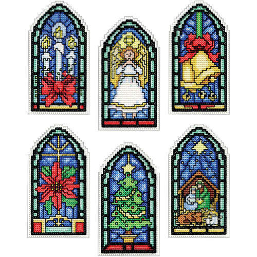 DIY Design Works Stained Glass Christmas Plastic Canvas Ornament Kit 5909