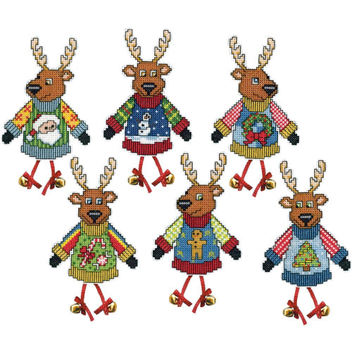 DIY Design Works Ugly Sweater Reindeer Plastic Canvas Ornament Kit 5994