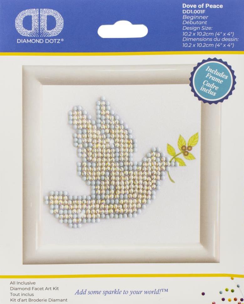 DIY Dmg Box Diamond Dotz Dove of Peace Christmas Kids Beginner Craft Kit Frame