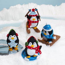 Load image into Gallery viewer, DIY Bucilla Penguins at Play Holiday Christmas Felt Tree Ornament Kit 89496E