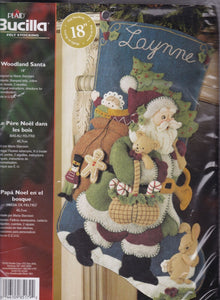 DIY Bucilla Woodland Santa Gifts Teddy Bear Christmas Felt Stocking Kit 85179