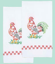 Load image into Gallery viewer, DIY Jack Dempsey Rooster Chicken Stamped Cross Stitch Guest Hand Towel Kit