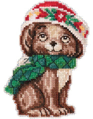 DIY Mill Hill Puppy Jim Shore Christmas Holiday Bead Cross Stitch Picture Kit