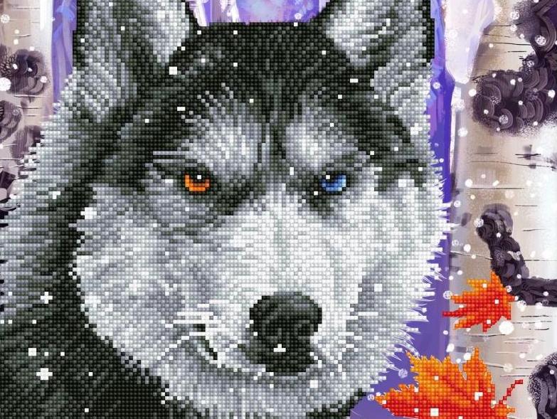 DIY Diamond Dotz Forest Wolf Wild Dog Snow Facet Bead Wall Hanging Picture Kit