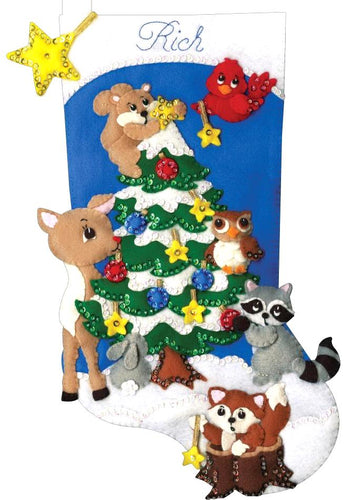 DIY Design Works Woodland Friends Forest Christmas Felt Stocking Kit 5250