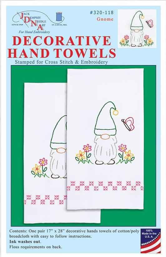 DIY Jack Dempsey Gnome Spring Flowers Stamped Embroidery Hand Towel Kit 320118