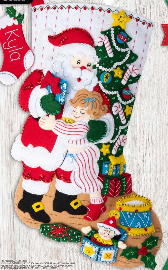 DIY Bucilla Christmas Hugs Santa Child Toys Holiday Felt Stocking Kit 89253E