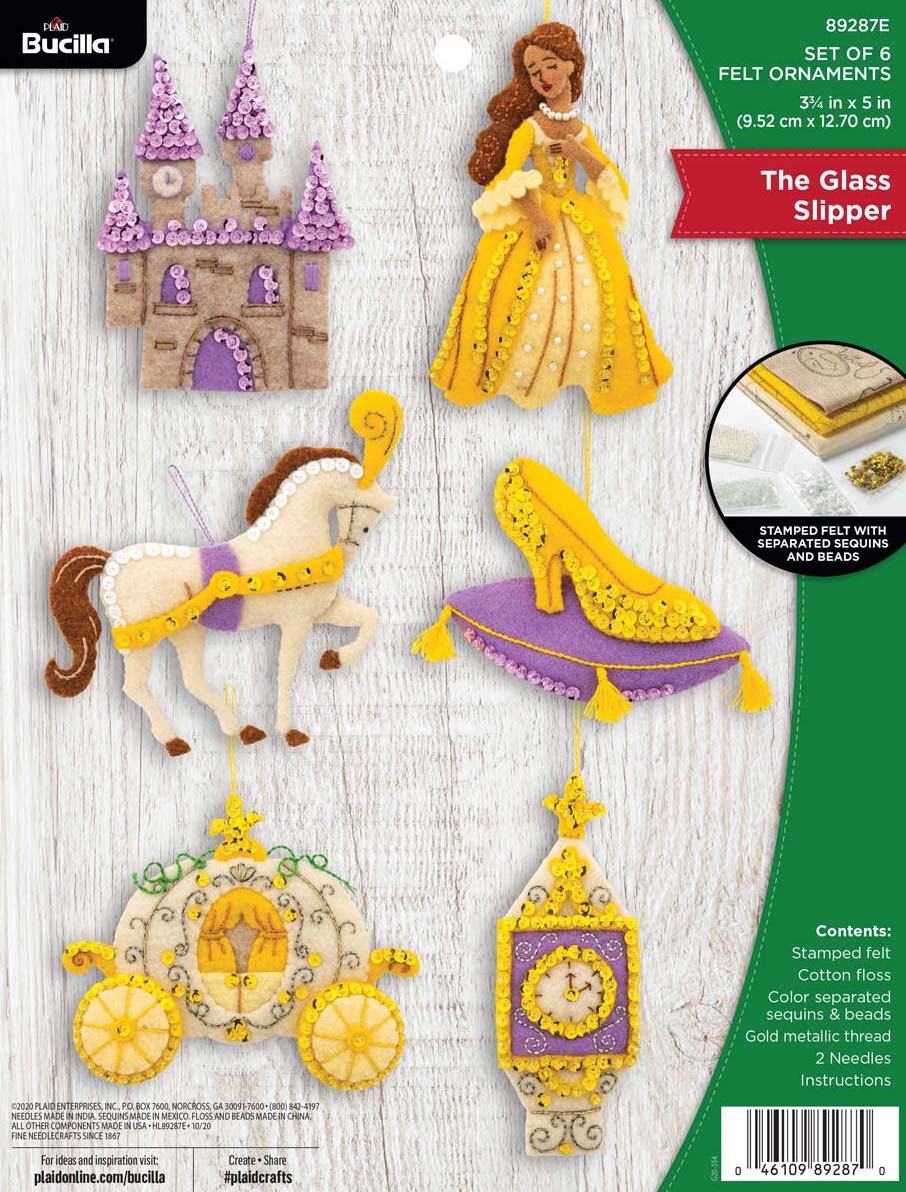 DIY Bucilla The Glass Slipper Cinderella Castle Christmas Ornament Kit 89287E