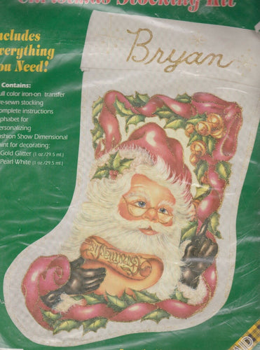 DIY Iron-On, No Sew Santas Christmas List Holiday Stocking Kit 57457