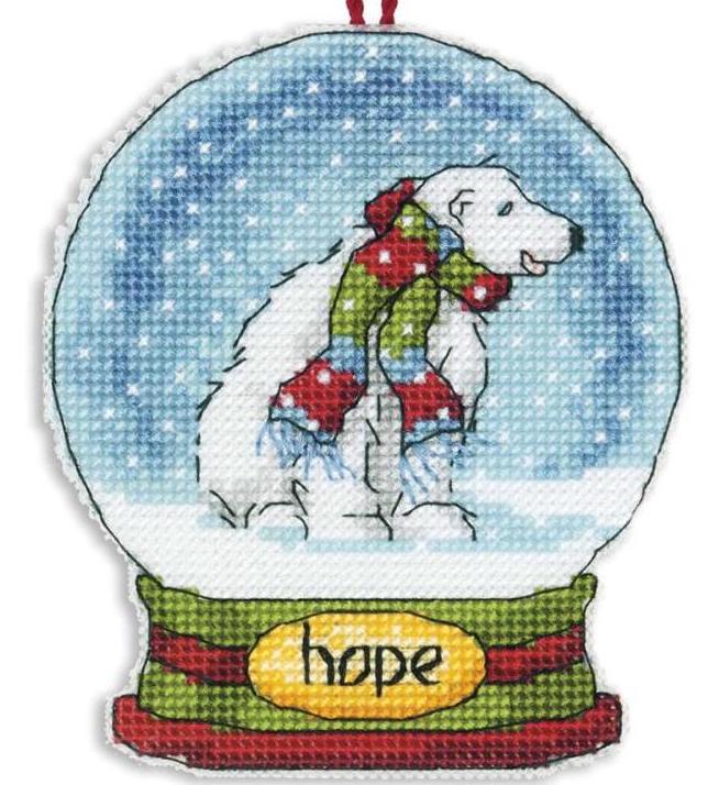 DIY Dimensions Hope Snow Globe Christmas Canvas Cross Stitch Ornament Kit