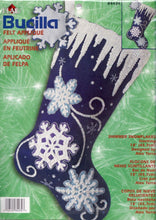 Load image into Gallery viewer, DIY Bucilla Shimmer Snowflakes Sparkle Snow Christmas Felt Stocking Kit 84434