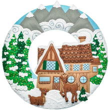 Load image into Gallery viewer, DIY Bucilla Winter Cabin Deer Lodge Christmas Wreath Felt Craft Kit 86948