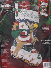 Load image into Gallery viewer, DIY Bucilla Santa&#39;s Coming to Town Rudolph Christmas Felt Stocking Kit 84941
