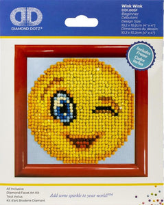 DIY Diamond Dotz Wink Wink Emoji Kids Beginner Facet Art Craft Kit Frame 4"